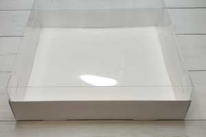 קופסאת ריבוע שקופה, עם בסיס לבן 28.5X8.2 ס"מ