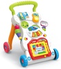 הליכון מנגן לתינוק עם גלגלי סיליקון מונעי החלקה, לוח ציור ופסנתר מנגן ומאיר - צבעוני