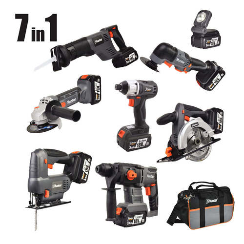 סט 7 כלים 18V + שלוש סוללות 3.0AH