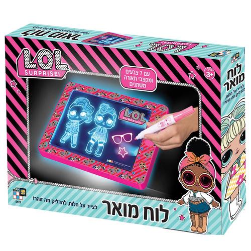לוח ציור מואר עם 7 מצבי תאורה שונים וטושים זוהרים - בובת LOL