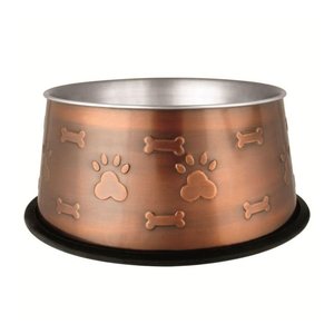 קערת נירוסטה לכלבים עם גימור נחושת 21 ס"מ Stainless Steel Copper Bowl