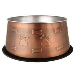 קערת נירוסטה לכלבים עם גימור נחושת 24 ס"מ Stainless Steel Copper Bowl