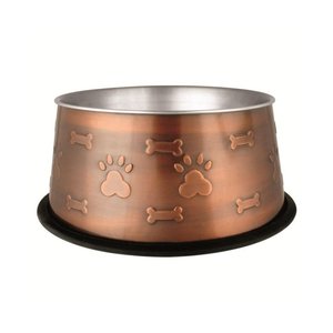קערת נירוסטה לכלבים עם גימור נחושת 16 ס"מ Stainless Steel Copper Bowl