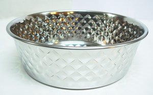 קערת נירוסטה פרימיום עיצוב יהלומים 17/21 ס"מ Designed Stainless Steel Bowl