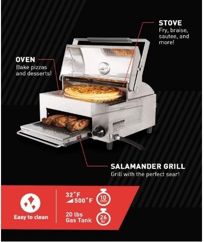 טאבון פיצה משולב CAPT'N COOK+כיסוי+מרית+סכין פיצה