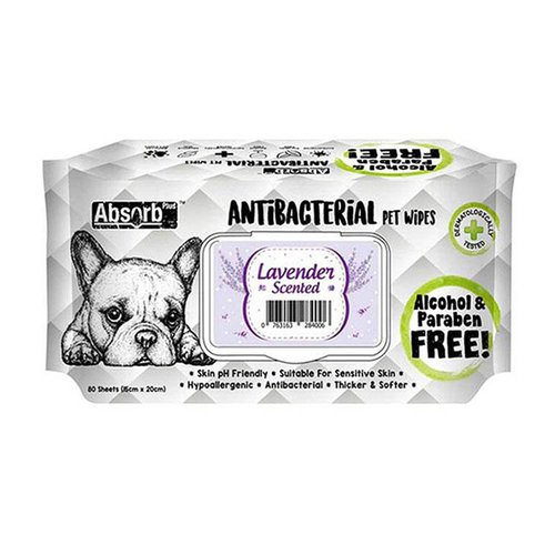 אבסורב+ מגבונים אנטיבקטריאלים לבנדר AbsorbPlus AntiBacterial PetWipes Lavender