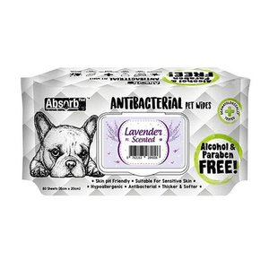 אבסורב+ מגבונים אנטיבקטריאלים לבנדר AbsorbPlus AntiBacterial PetWipes Lavender