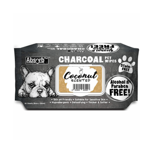  אבסורב+ מגבונים עם פחם פעיל קוקוס AbsorbPlus Charcoal PetWipes Coconut