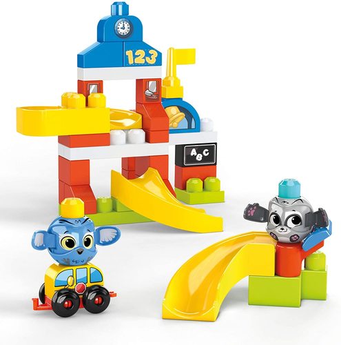 בית ספר עם 40 חלקים, מגלשות ו 2 דמויות משחק קופצות