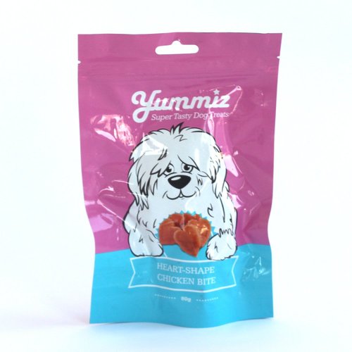 יאמיז לכלב נגיסי עוף בצורת לבבות 80 גרם yummiz heart shape chicken bite