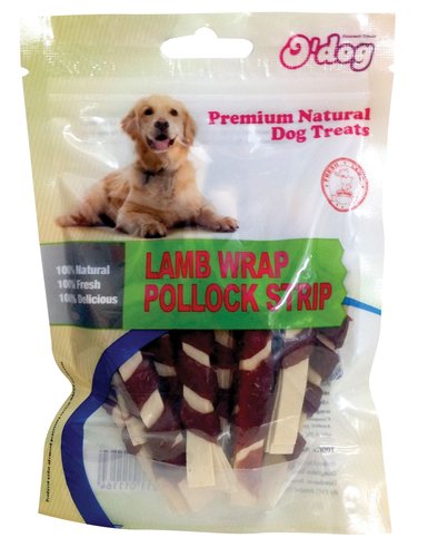 או דוג חטיף כבש ודג בקלה 100 גרם Odog Lamb Wrap Pollock Strips