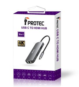 מתאם Protec DM187 MultiPort Type C 9in1 DP