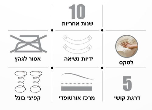 מזרן יחיד קפיצי עם שכבת פינוק לטקס דגם קינג מאטרס 100X200