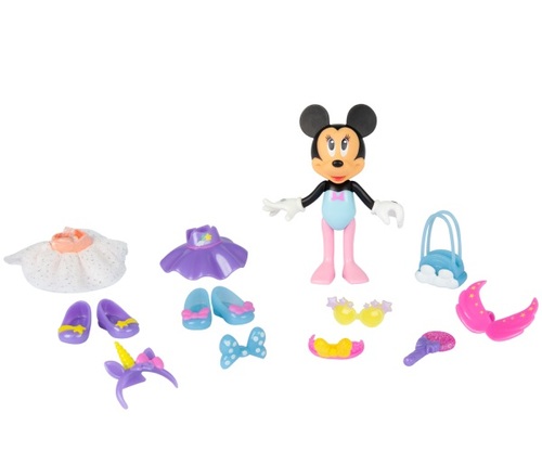 בובת אופנה מיני מאוס עם 2 תלבושות שונות ו-10 אביזרים - חד קרן