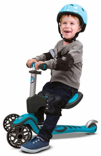 הקורקינט הראשון שלי T1 -תאורה בגלגלים ופאוצ' קידמי צבע תכלת SmarTrike