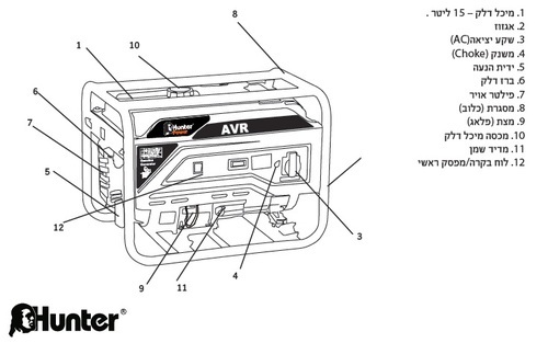 גנרטור 3200W עם מערכת AVR(מייצב מתח) 101001-002 HUNTER