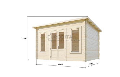 בקתת עץ אירופאי 4.2X3.2 עובי 34 מ