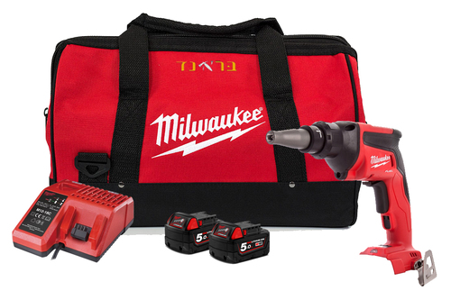 מברגת גבס 18V ללא פחמים + שתי סוללות 5.0AH