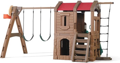 מתקן חצר עם 2 נדנדות, מגלשה, סולם טיפוס ובית 801300