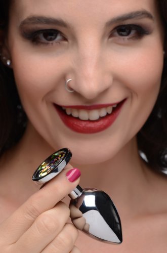 פלאג אנאלי ממתכת גודל Xr Brands - Rainbow prism anal plug -M