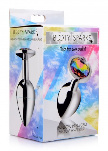 פלאג אנאלי ממתכת גודל Xr Brands - Rainbow prism anal plug -M