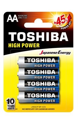 מארז 4 סוללות AA תוצרת Toshiba High Power