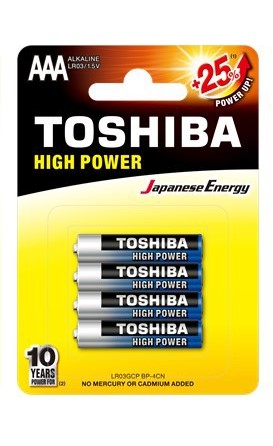 מארז 4 סוללות AAA תוצרת Toshiba High Power