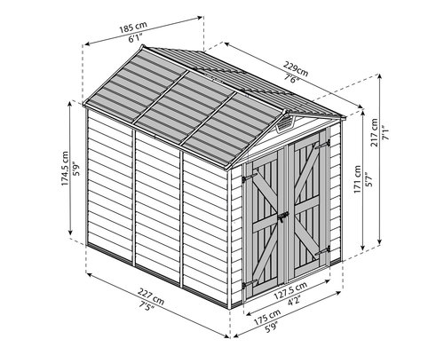 מחסן גינה Skylight קרם 1.9x2.3 מק