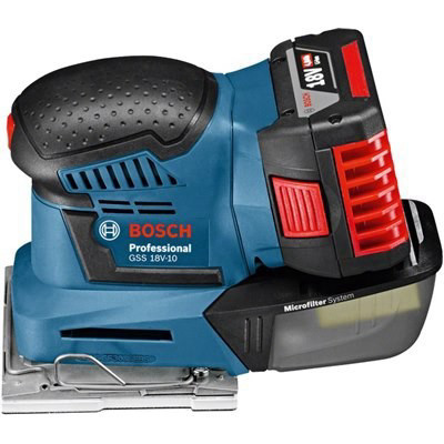 מלטשת רוטטת כולל סוללות BOSCH GSS 18V LI 2AH