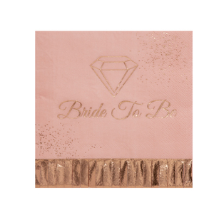 מפיות Bride To Be עם פרנזים בצבע רוז גולד
