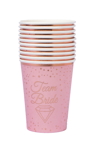 כוסות נייר Bride To Be רוז גולד מטאלי