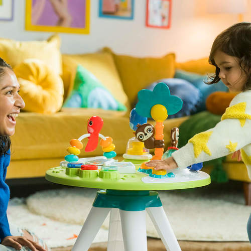 מרכז פעילות אורקולי 2 ב-1 מסתובב ושולחן הפעלות בסגנון טרופי 