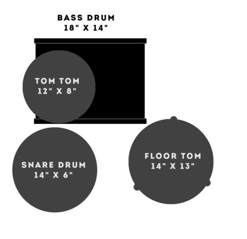 מערכת תופים 4 חלקים ללא אביזרים 