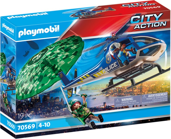 משחק פליימוביל מרדף משטרתי מסוק ופושע עם מצנח לגילאי 4-10