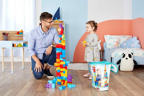 תיק כחול קוביות גדולות קלאסי 60 חלקים מגה בלוקס 