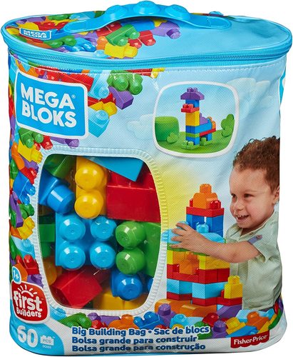 תיק כחול קוביות גדולות קלאסי 60 חלקים מגה בלוקס 
