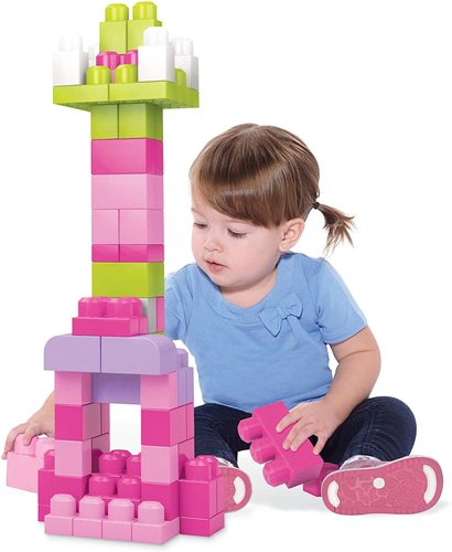 תיק ורוד קוביות גדולות 60 חלקים מגה בלוקס 
