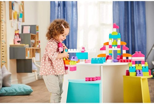 תיק ורוד קוביות גדולות 80 חלקים מגה בלוקס 