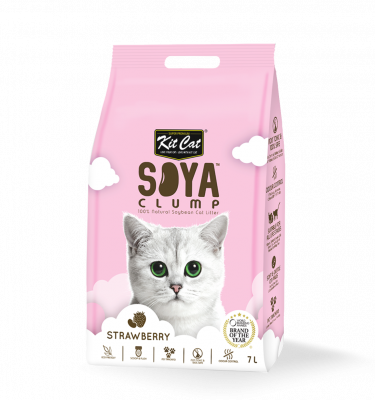 חול סויה מתגבש בניחוח תות 7 ליטר קיט קט Kit Cat soya clumping cat itter 7lt stawberry
