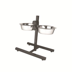 מתקן מתכוונן כולל 2 כלי נירוסטה בינוניים 21 ס"מ Adjustable Double Diner Stand