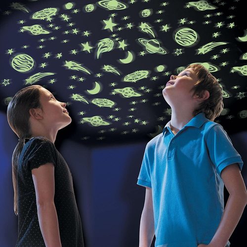 ערכה ענקית עם מדבקות זוהרות בחושך לעיצוב החדר - סופר סטארס 500 יח'