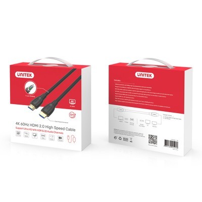 כבל HDMI איכותי 10 מטר Unitek HDMI Cable High Speed 4k 60Hz C11043BK 4K