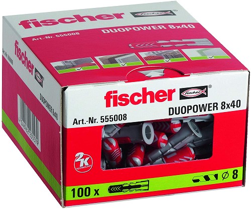 מארז 100 דיבלים 8 מ"מ אורך 40 מ"מ DUOPOWER