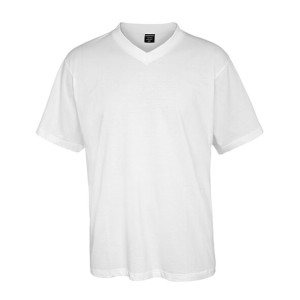 חולצת T-Shirt שרוול קצר צווארון v בצבע לבן