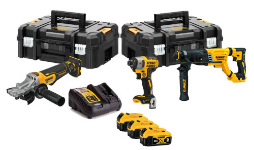 סט 18V אימפקט + פטישון + דיסק + שלוש סוללות 5.0AH