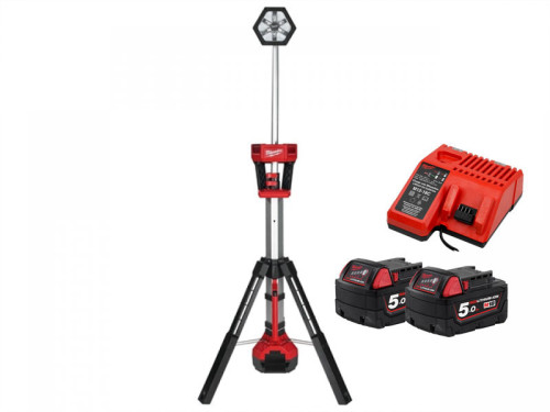 עמוד תאורה נטען 18V + שתי סוללות 5.0AH