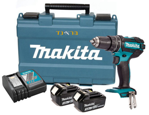 מברגה/מקדחה נטענת 18V + שתי סוללות 3.0AH