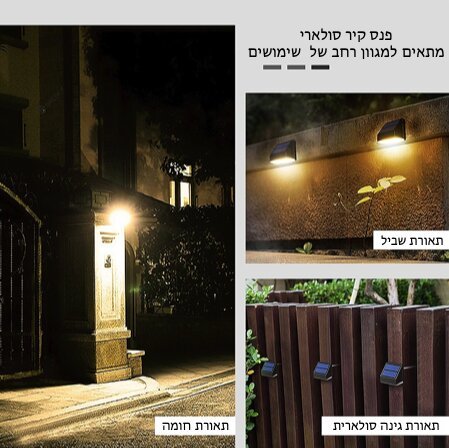 פנס חומה סולארי 1000 לומנס 2 גווני הארה + חיישן תנועה דגם רם