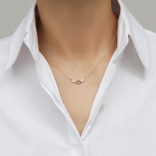שרשרת ותליון לב יהלומים זהב 14K