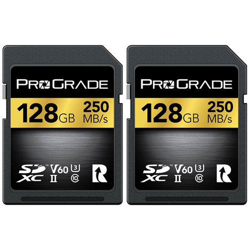 2 כרטיסים Prograde Digital SDXC UHS-II V60 250MBs 128GB